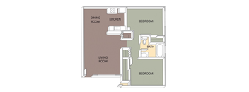 2 Bed 1 Bath Floorplan at Aspire High Desert Apartments, Victorville