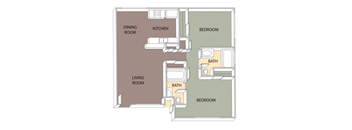 2 Bed 2 Bath Floorplan at Aspire High Desert Apartments, Victorville, 92392
