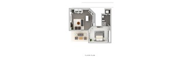 a floor plan of a house with a bedroom and a living room