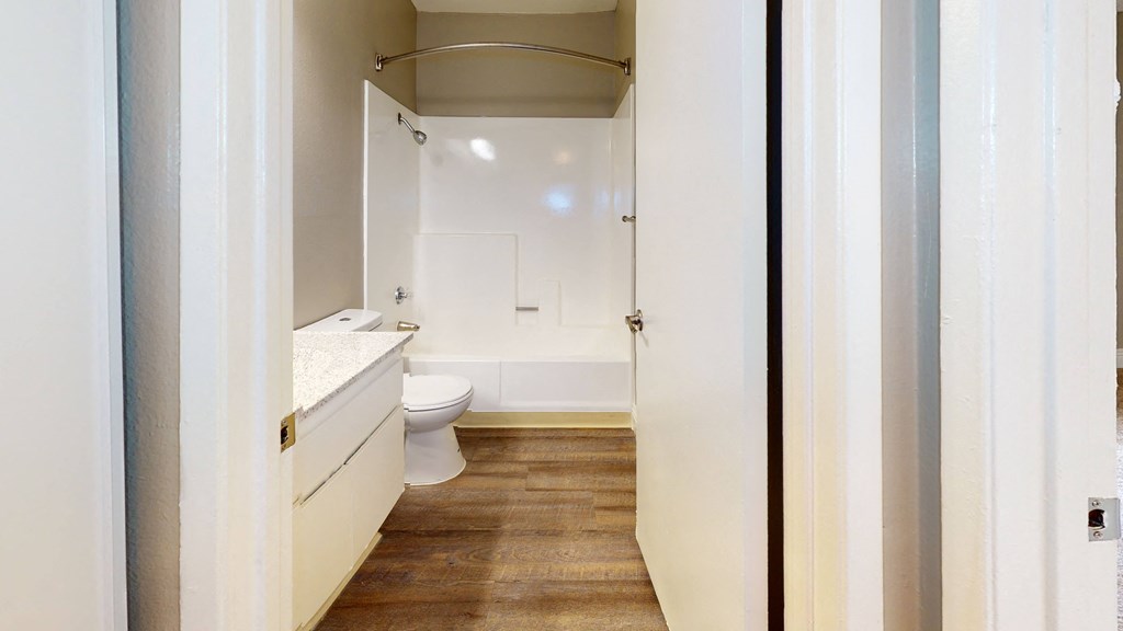  Bathroom with Tub/Shower Combo and Single Vanity with Granite Countertop at Avante Apartments, Ontario, CA, 91764