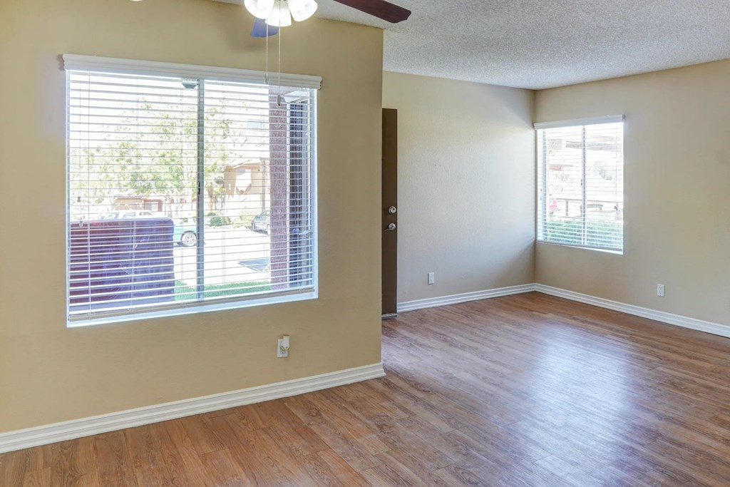Living room space at The Arches at Regional Center West Apartments, California