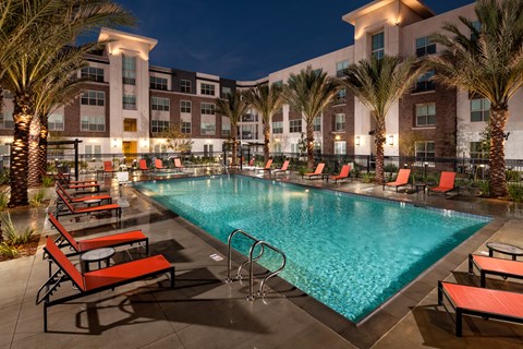 Monterey Station pool at night