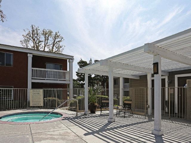 Dog Friendly Apartments in Ontario CA - Rancho Vista - Hot Tub Next to a Pergola - Photo Gallery