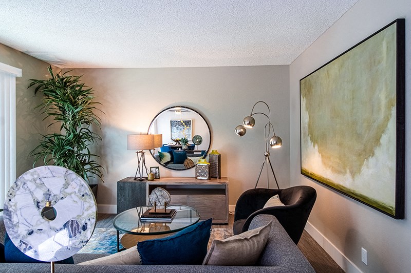 Furnished living room with window 