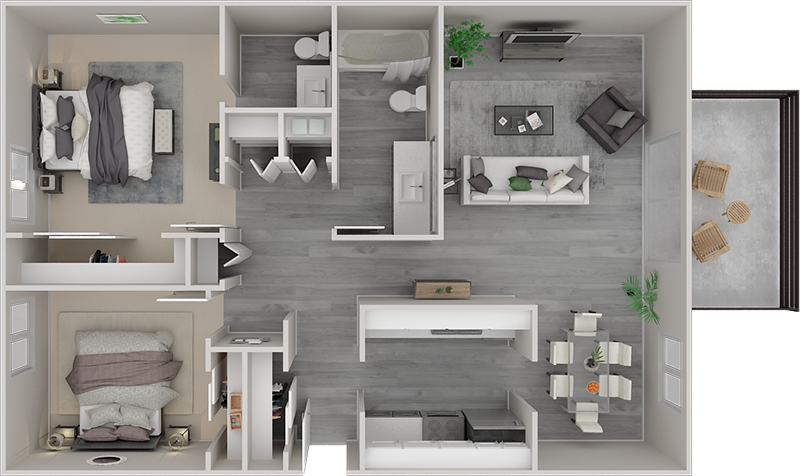 Two bedroom floor plan 