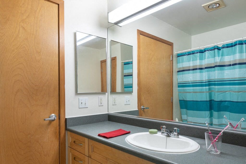 Bathroom area at Gilmore Apartments, Seattle, Washington