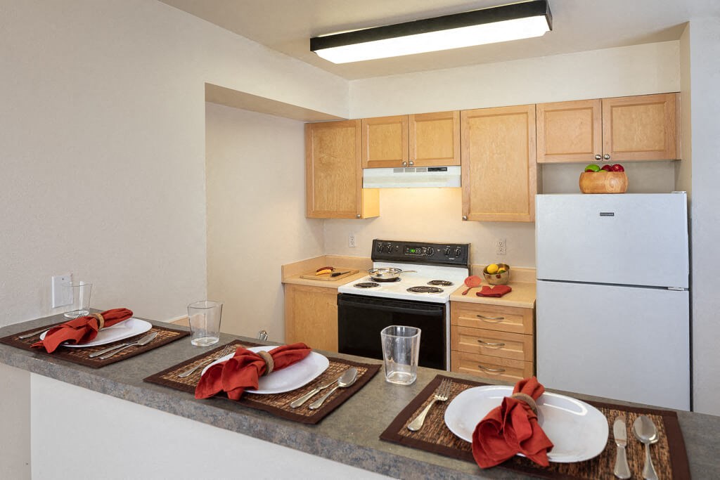 Wooden cabinets at Gilmore Apartments, Washington, 98101