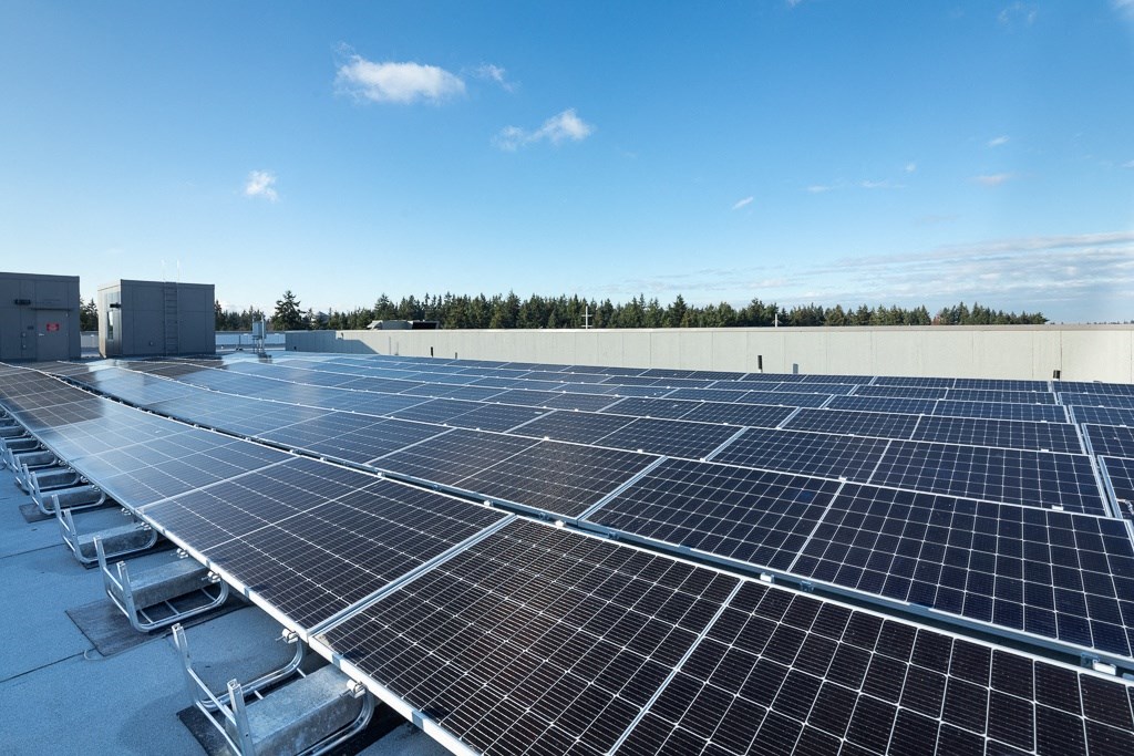 solar panels on the roof of a building