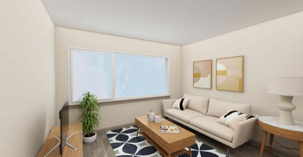 Living room area at Cedar Crossing, Seattle, WA, 98115