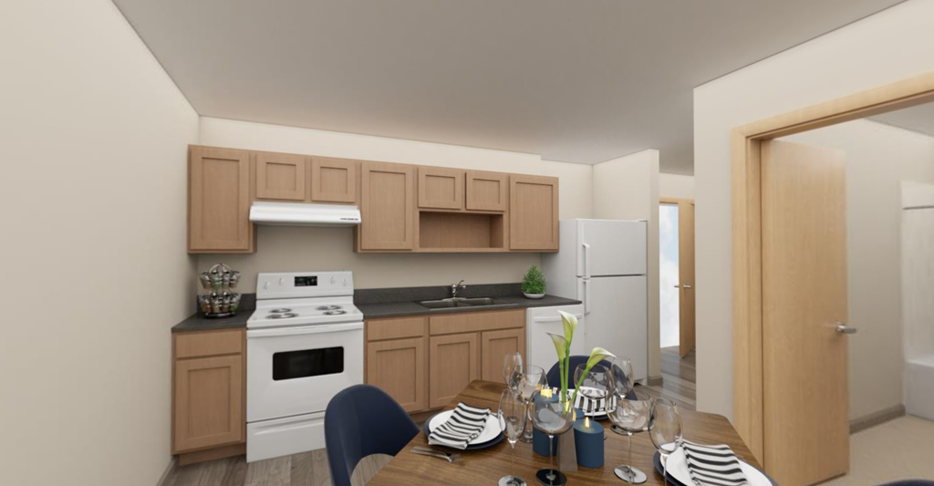 Dining and kitchen at Cedar Crossing, Washington