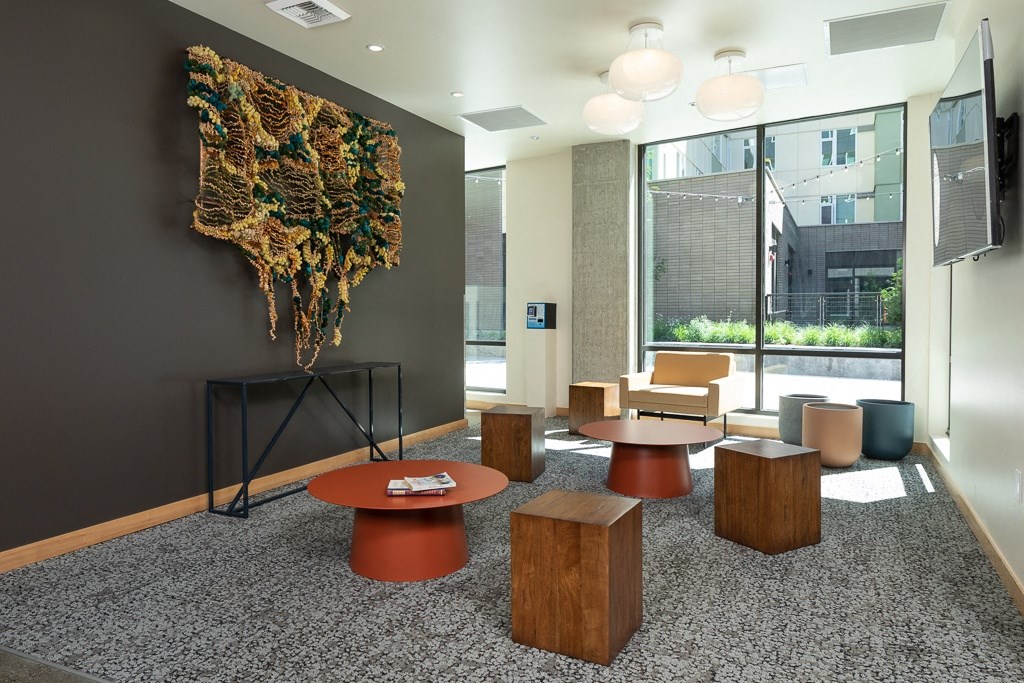 Sitting area with table and chair at Cedar Crossing, Seattle, WA, 98115