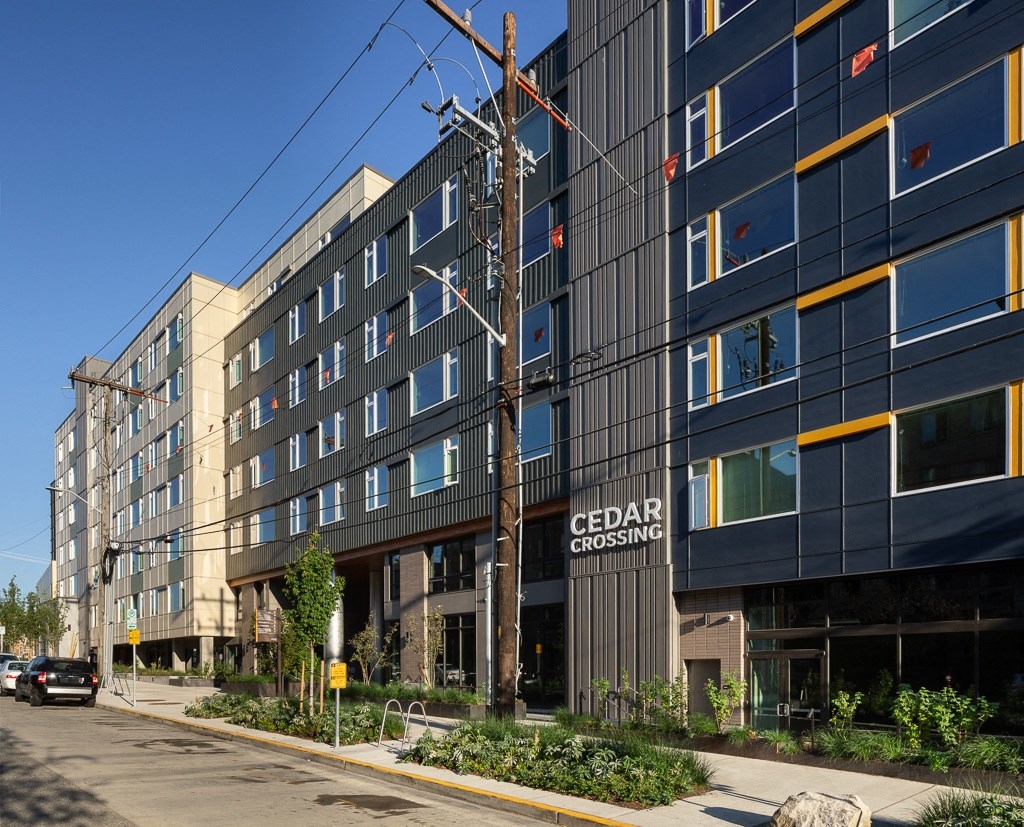 Building with sign at Cedar Crossing, Seattle, WA