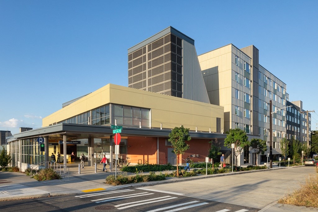 a building on the corner of a city street