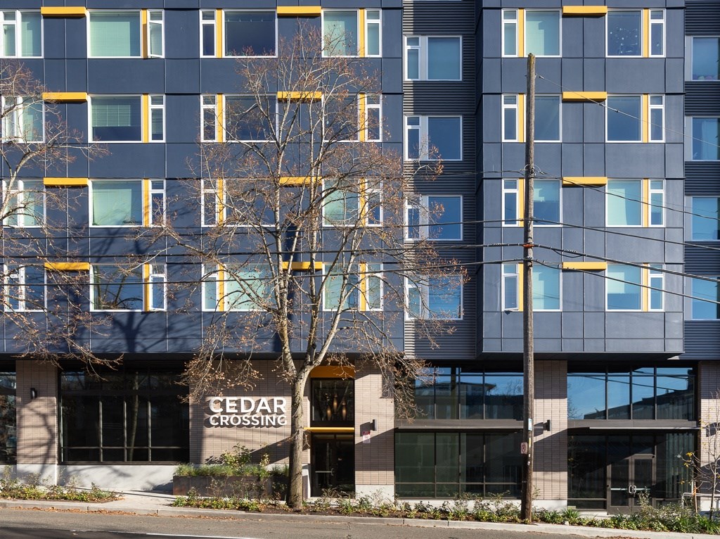 the facade of the cedar crossing office building