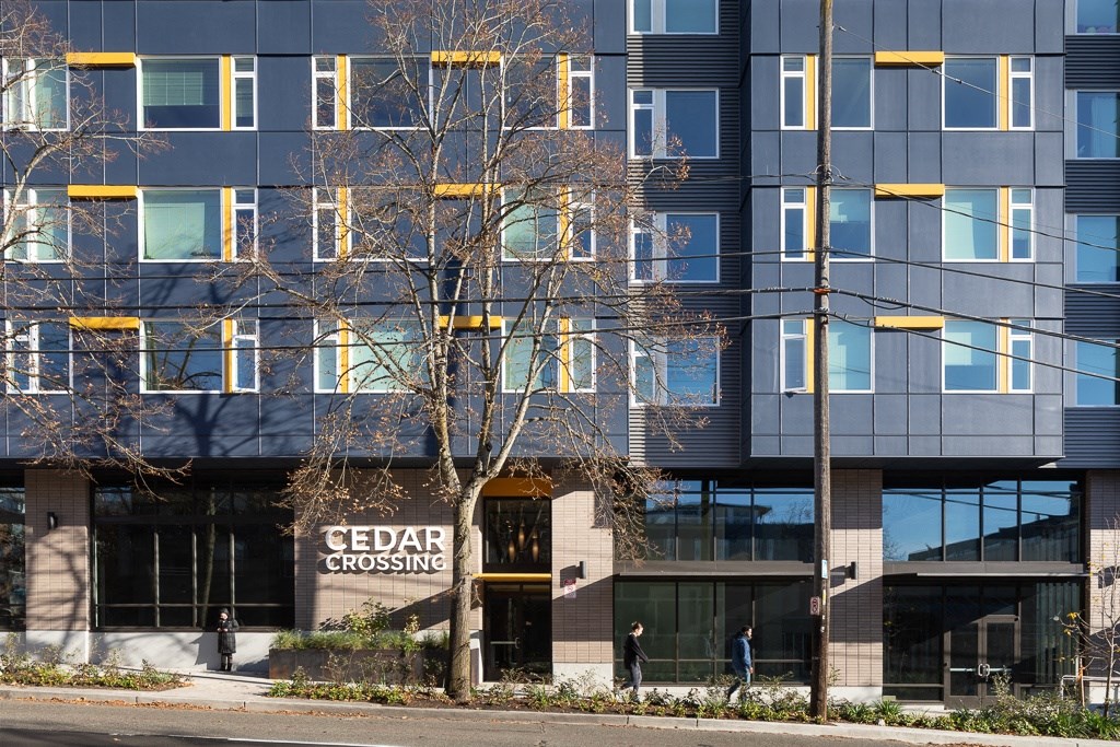 the facade of the cedar crossing office building