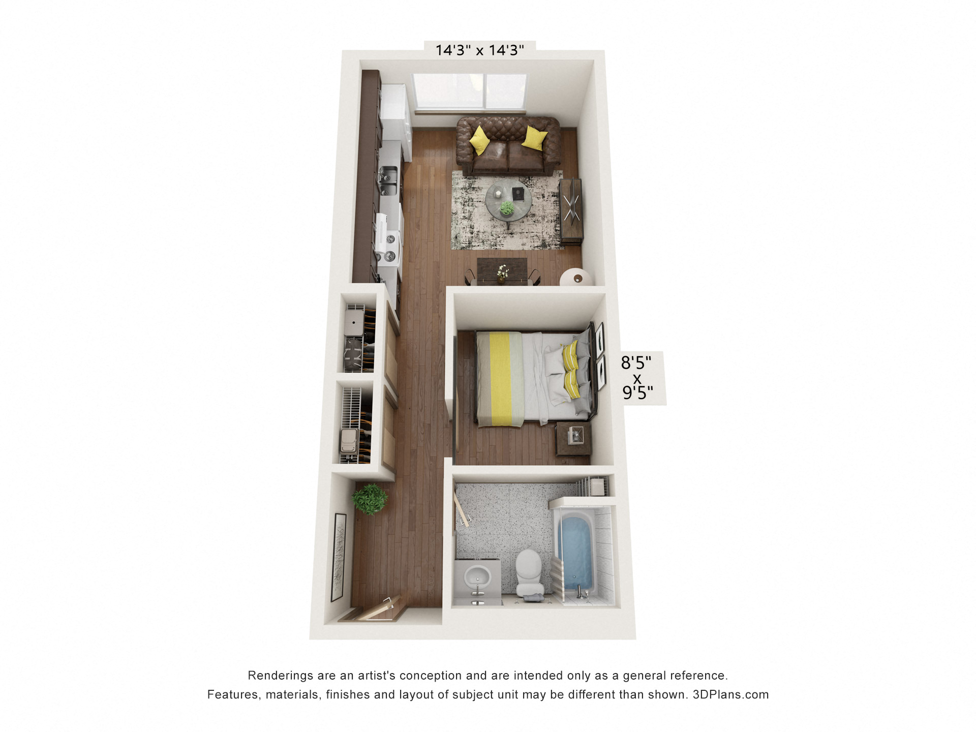Open 1 Bedroom 50 Percent AMI