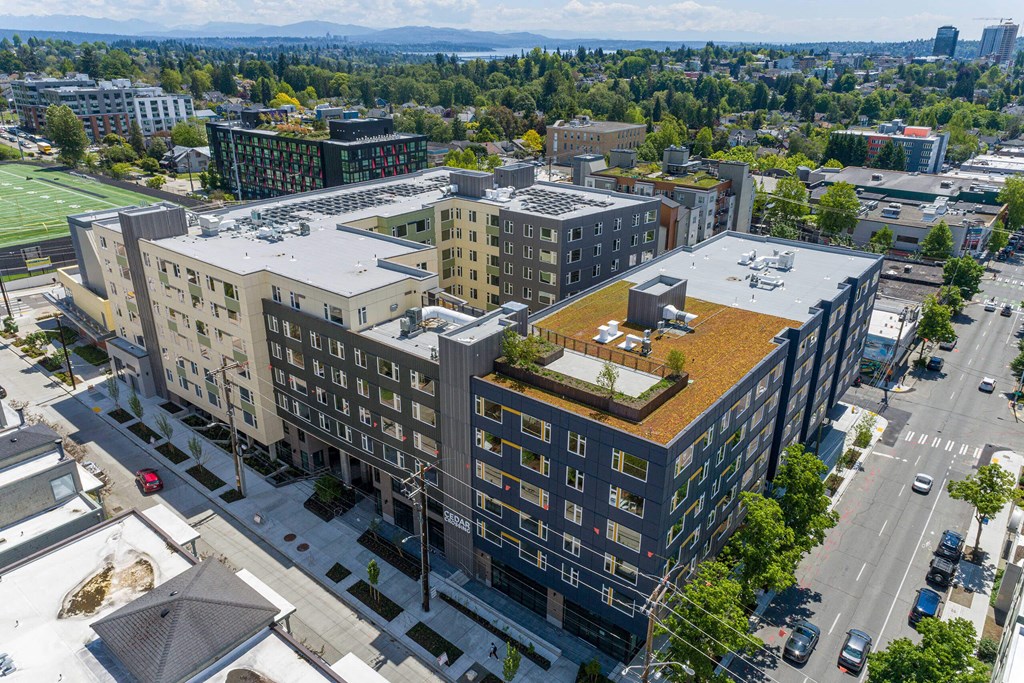 Aerial of building viewat Cedar Crossing, Seattle, WA, 98115