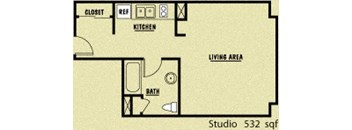 Studio 1 bath at Gilmore Apartments, Seattle, WA