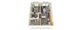 a 1 bedroom floor plan at the heritage village apartments in hurst, tx