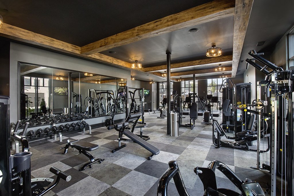 Upton Oxmoor Apartments Louisville fitness center with cardio and strength equipment