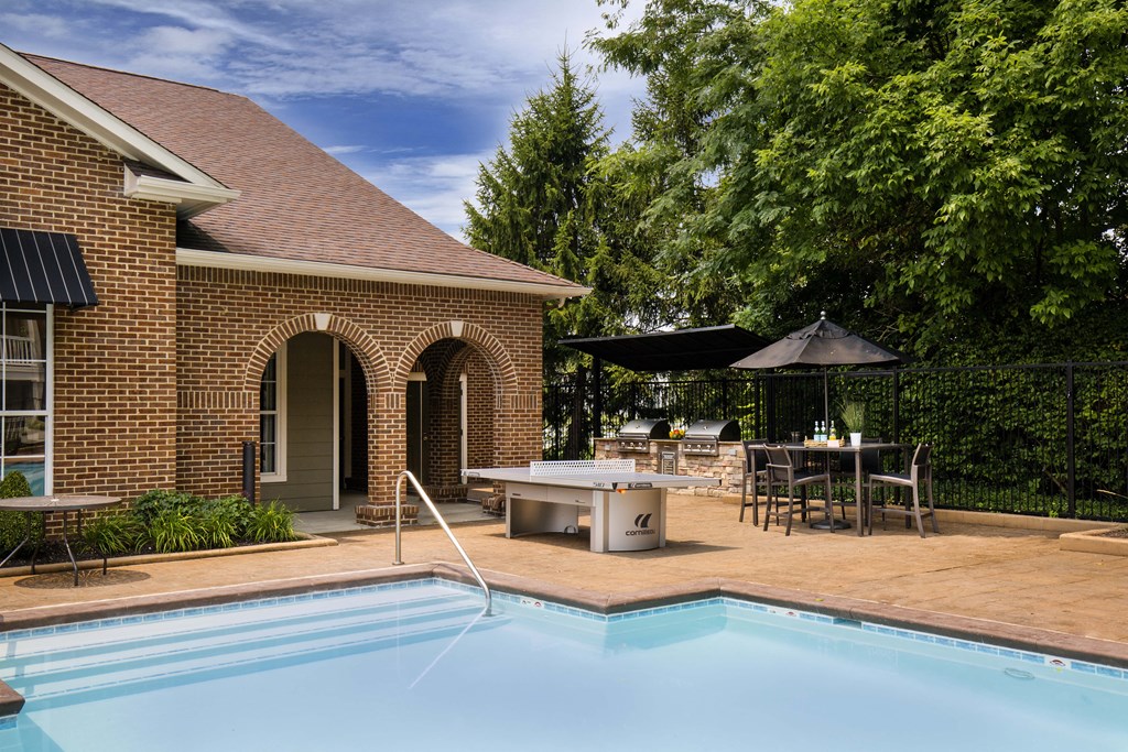 Indianapolis Apartments Castle Creek Pool Deck and Outdoor Ping Pong Table