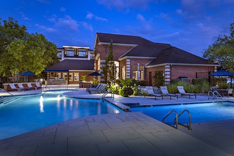 Indianapolis Lake Clearwater Apartments pool at dusk