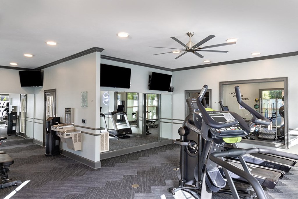 Creek's Edge Apartments Richmond Virginia fitness center with cardio equipment 24-hour fitness center with treadmills