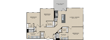 A floor plan of a house with labeled rooms and dimensions.