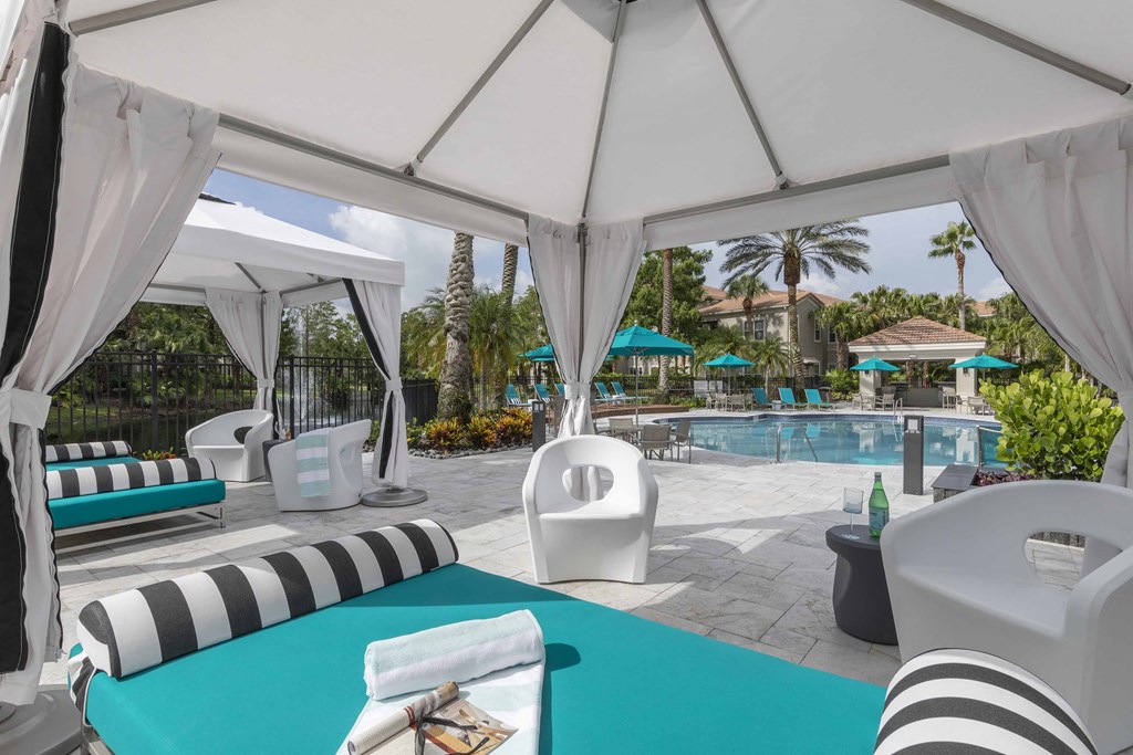 Sanford Lake's Edge Apartments luxurious poolside cabanas