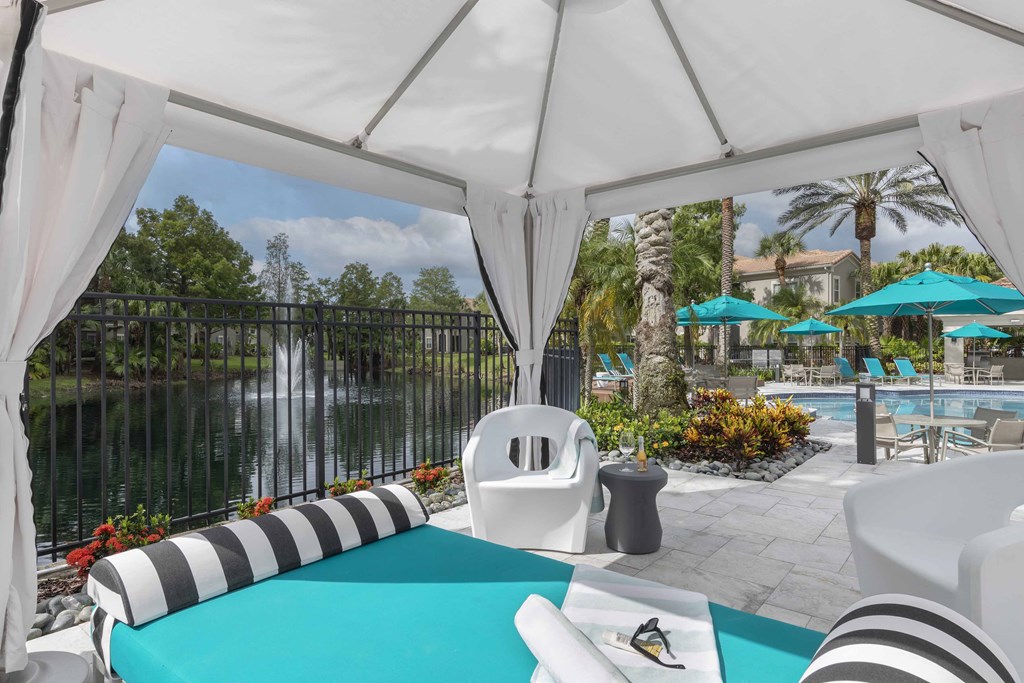 Sanford Lake's Edge Apartments luxurious cabanas with beautiful views