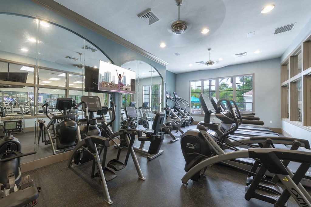 Sanford Lake's Edge Apartments 24-hour fitness center with cardio and strength equipment
