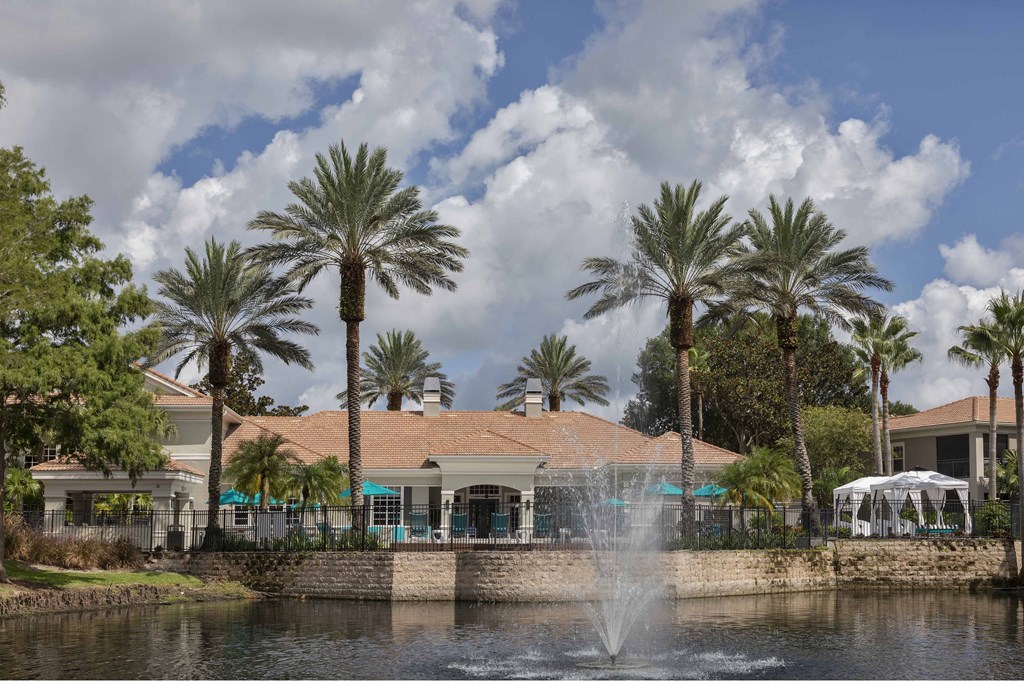 Sanford Lake's Edge Apartments pool in a beautiful setting