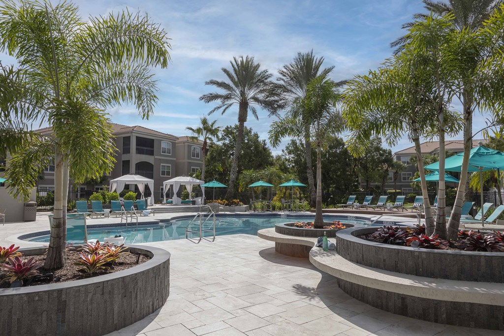 Sanford Lake's Edge Apartments resort-style pool and expansive sundeck