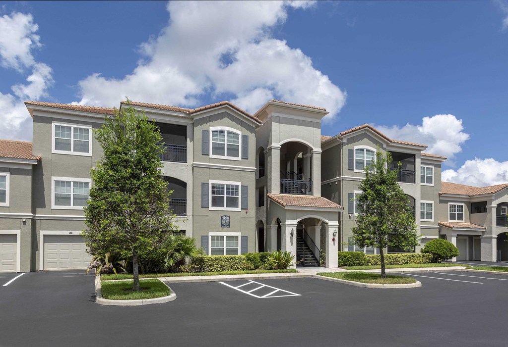 Sanford Lake's Edge Apartments building exteriors with convenient parking and attached garages