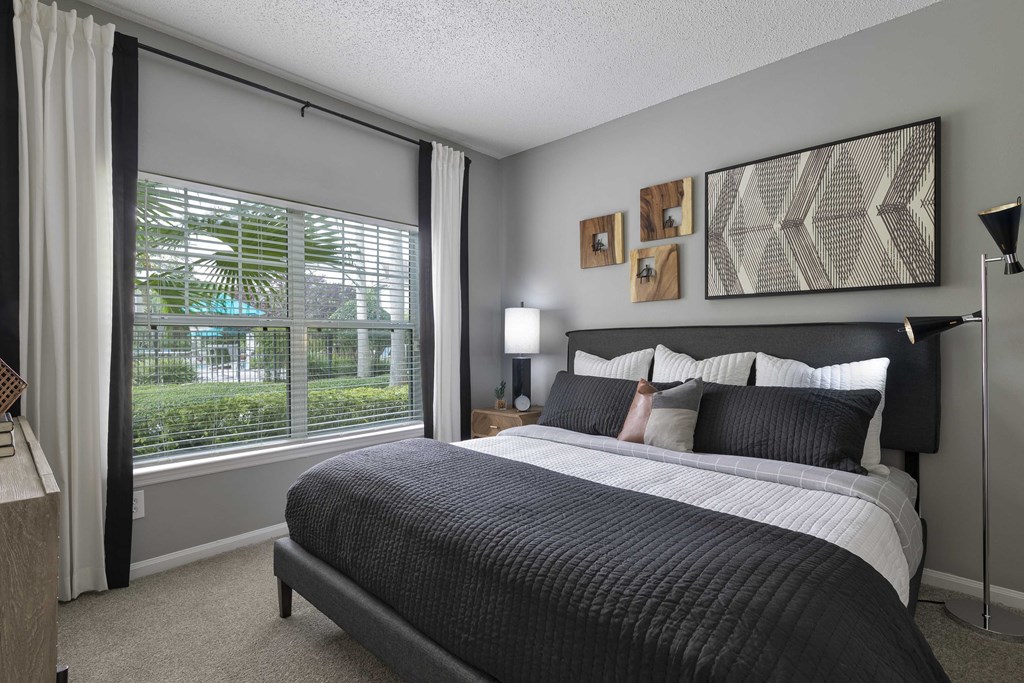 Sanford Lake's Edge Apartments bright bedroom with natural light