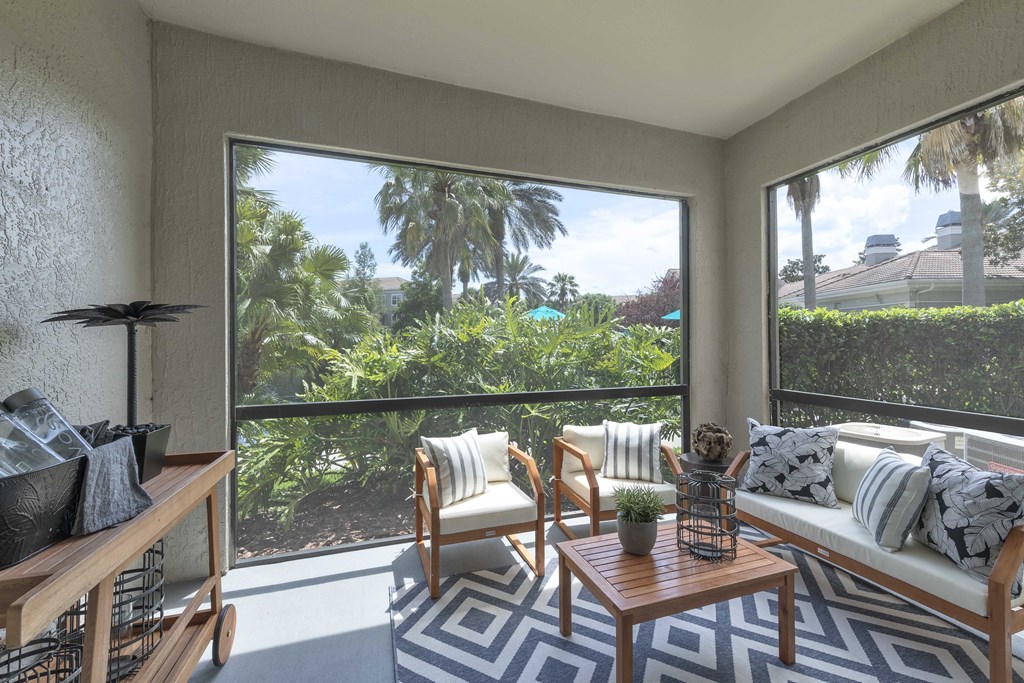 Sanford Lake's Edge Apartments spacious screened patio