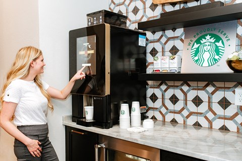 Indianapolis Lake Clearwater Apartments Starbucks coffee station
