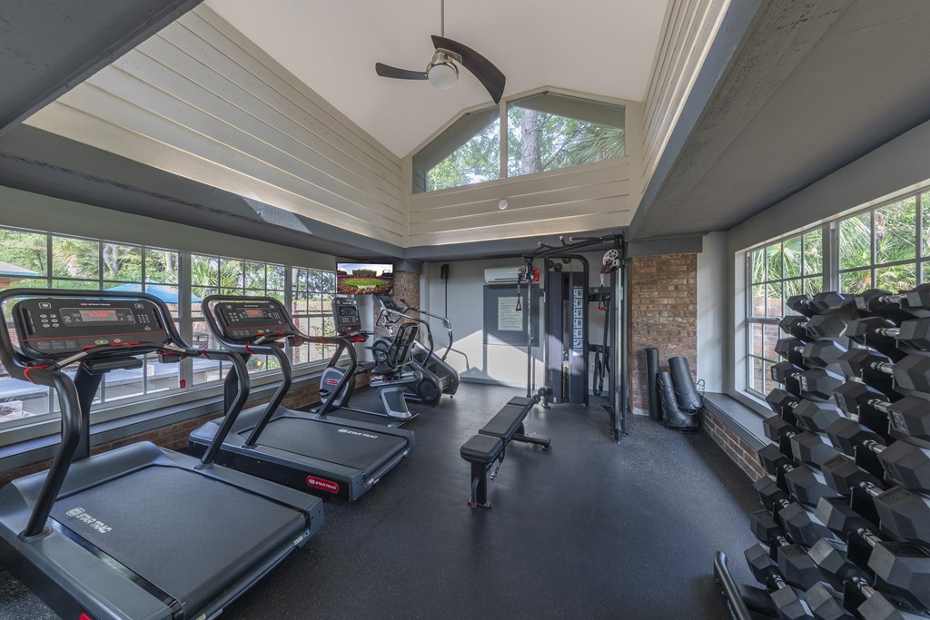 Longwood Sabal Park Apartments fitness center with cardio and strength training equipment