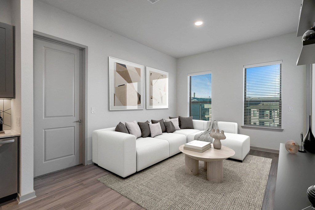 Sagemont Apartments Irving Texas living room with neutral decor