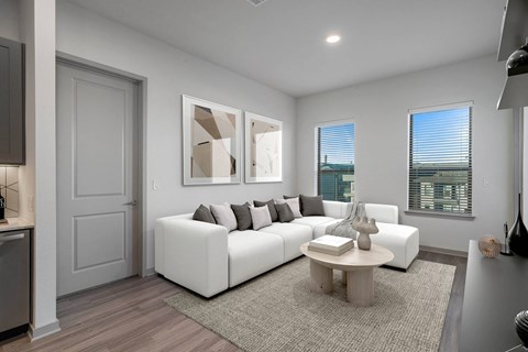Sagemont Apartments Irving Texas living room with neutral decor