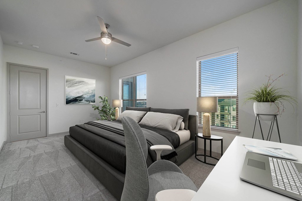 Sagemont Apartments Irving Texas spacious bedroom with home office space