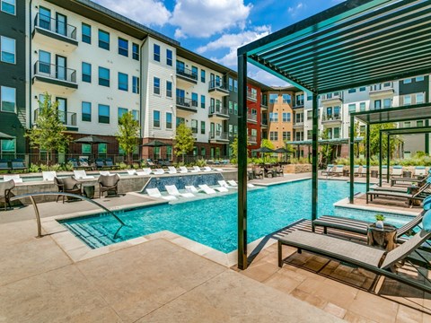 Sagemont Apartments Irving Texas resort-style pool with luxurious cabanas