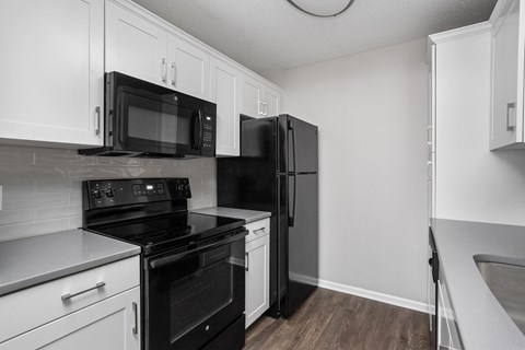 Indianapolis The Lakes Apartments updated kitchen with white cabinets