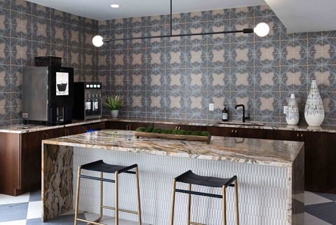 Hurstbourne Grand Apartments Louisville resident lounge with gourmet coffee bar and wine station