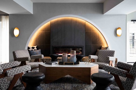 Hurstbourne Grand Apartments Louisville resident lounge with fireplace