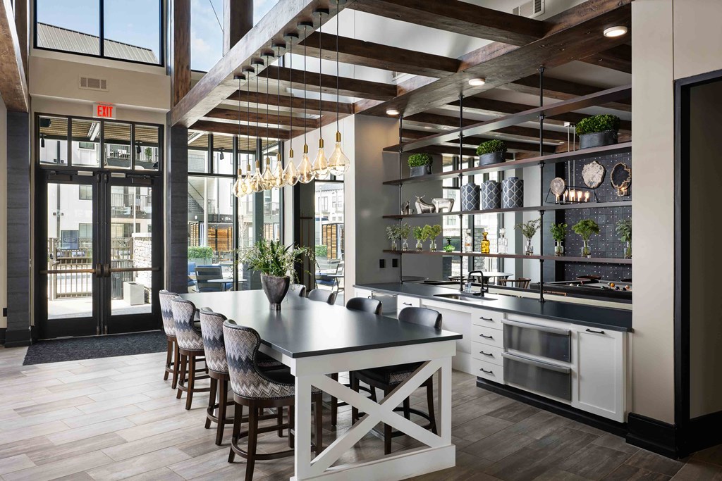 Upton Oxmoor Apartments Louisville resident lounge with wet bar