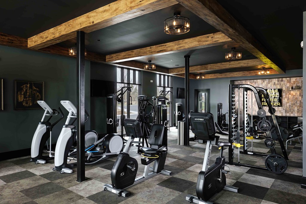 Upton Oxmoor Apartments Louisville fitness center with cardio and strength equipment