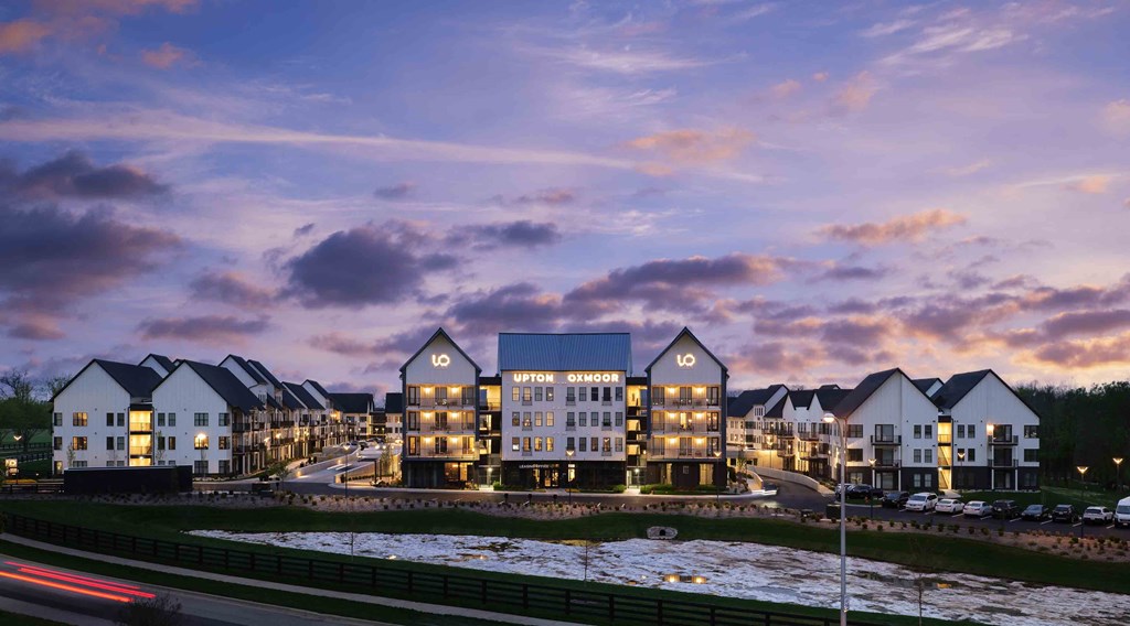 Upton Oxmoor Apartments Louisville at dusk