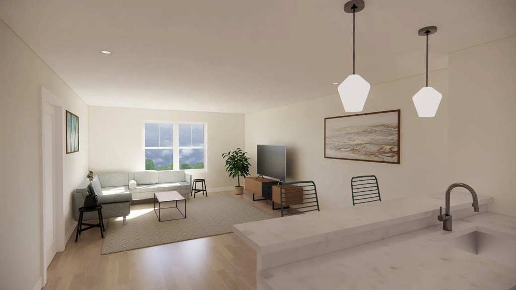 Spacious living room with natural light