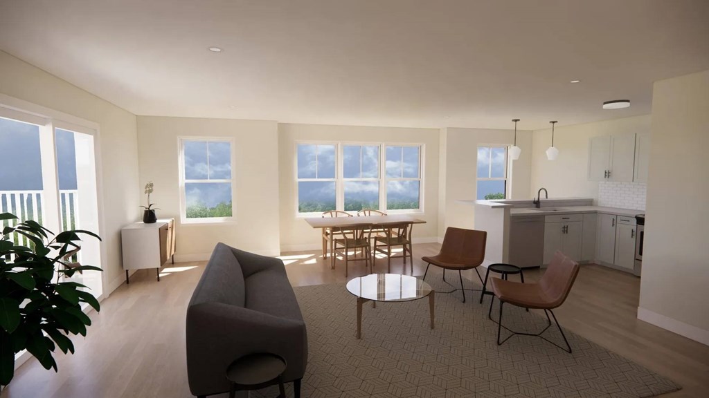 Spacious living room with natural light